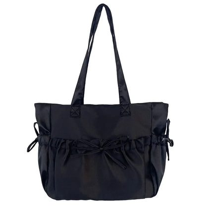Kawaii Charm 🌸 Satin Bow Tote Bag 🎀 - Adorable Large Capacity Shoulder Bag for Stylish Commuters! 👜✨