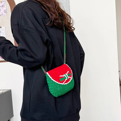 Pastel Christmas Crochet Shoulder Bag For Women Flap Purse Knit Clutch 🧶✨