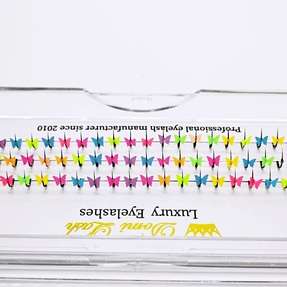 ✨ Rainbow Glitter Lashes - Kawaii Butterfly Star Individual Extensions for Magical Makeup! 🌈💖