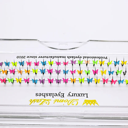 ✨ Rainbow Glitter Lashes - Kawaii Butterfly Star Individual Extensions for Magical Makeup! 🌈💖