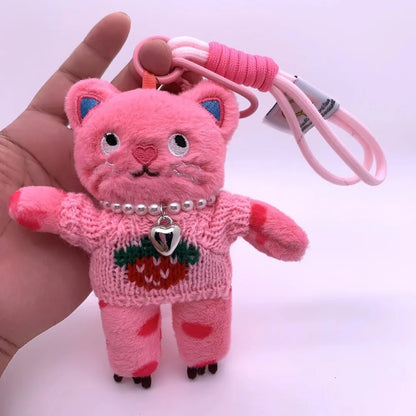 Pink Cat Plush Keychain Charm For Bags And Keys 15cm 🐱🎀