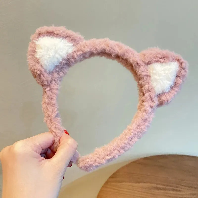 Kawaii Plush Cat Ear Hair Band 🎀✨ | Cute & Soft Headband for Makeup & Face Washing 🐱💖