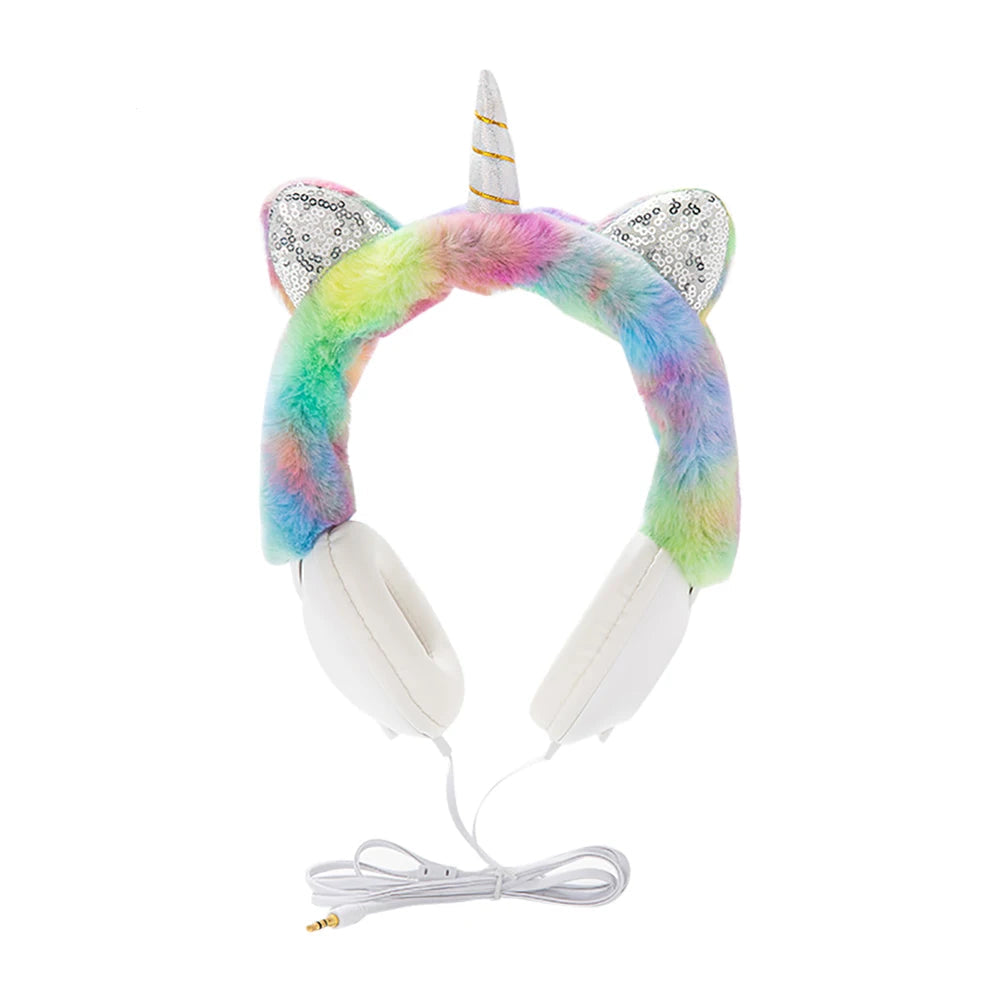 Kawaii Unicorn Ear Headphones 🦄🎧 - Adorable Over-Ear Wired Headset for Kids with 106dB Volume & 1.2m Cable! Perfect for Music, Gaming & Fun!