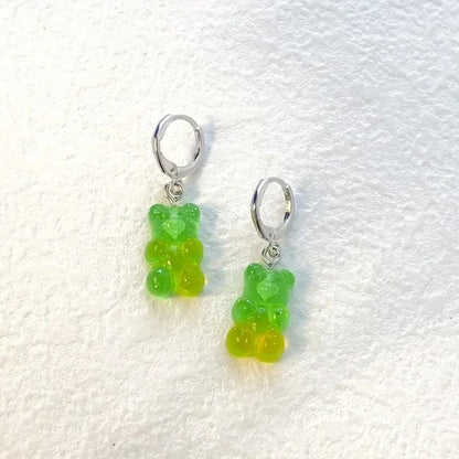 🌈 Sweet Rainbow Bear Dangle Earrings 🍬✨ Cute Acrylic Drop Jewelry for Trendy Girls! 🐻💖