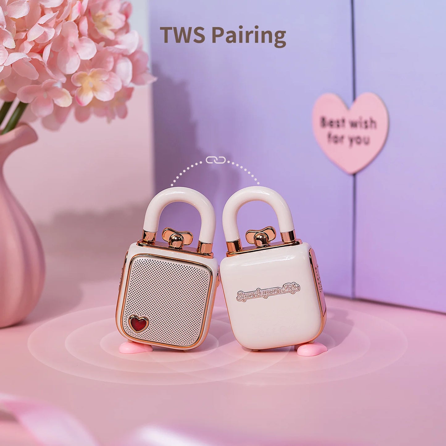 Kawaii Divoom LoveLock Mini Bluetooth Speaker 🎶✨ - Adorable Retro White Noise Sleep Aid for Cozy Bedrooms! 🛌💖