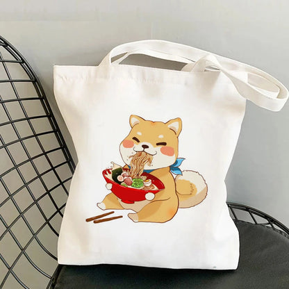 Shiba Inu Delight 🐶✨ Adorable Canvas Tote for Fun-filled Adventures! 🎉💖 - Pixie Quill