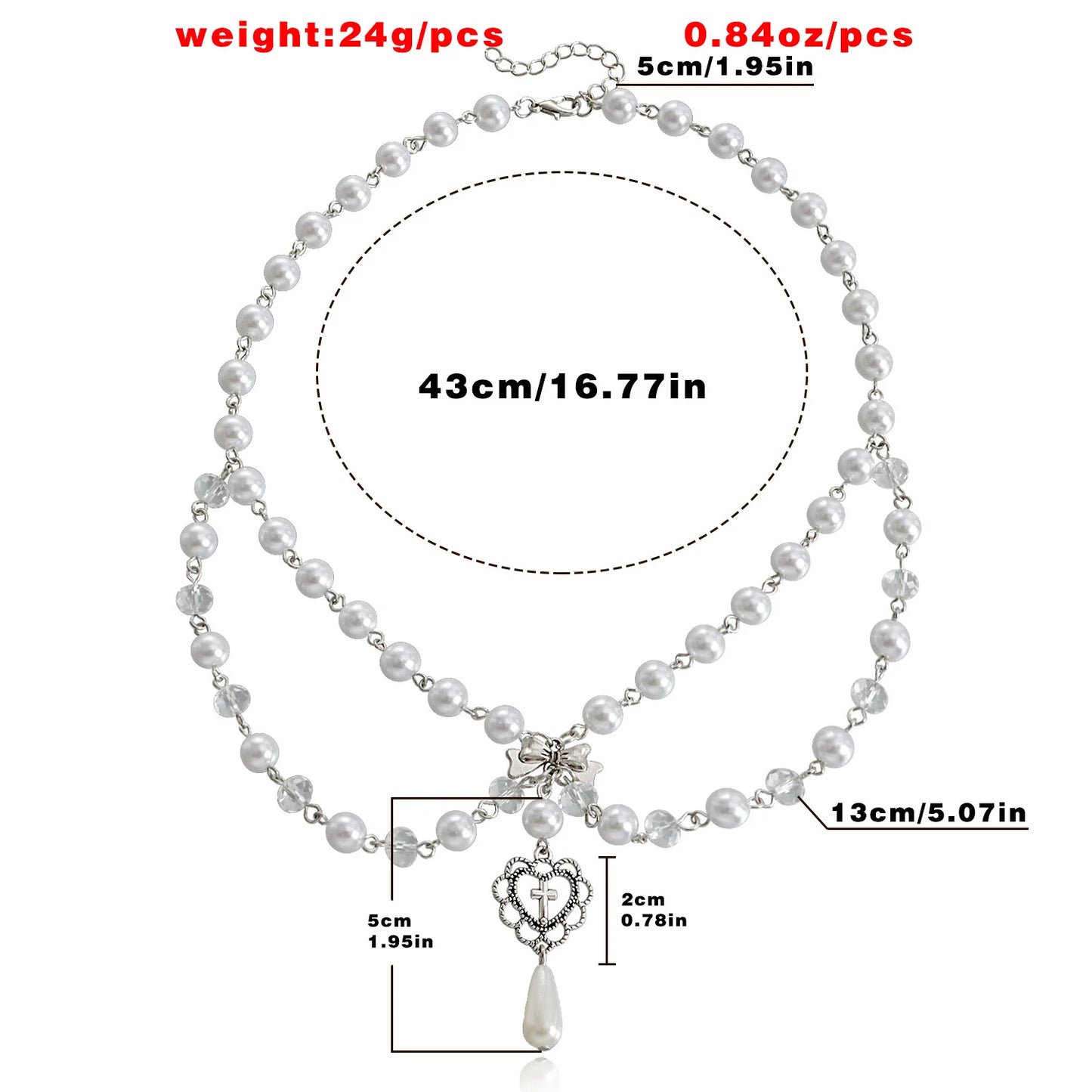 Kawaii Butterfly Pearl Tassel Necklace 🌸✨ | Double Layer High Gloss Design for Women 💖