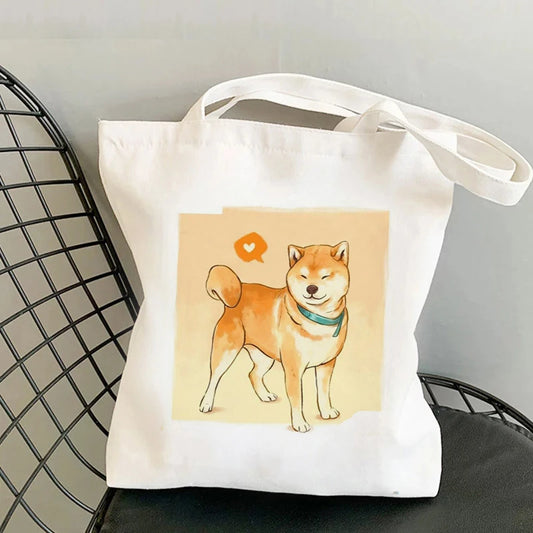 Shiba Inu Delight 🐶✨ Adorable Canvas Tote for Fun-filled Adventures! 🎉💖 - Pixie Quill