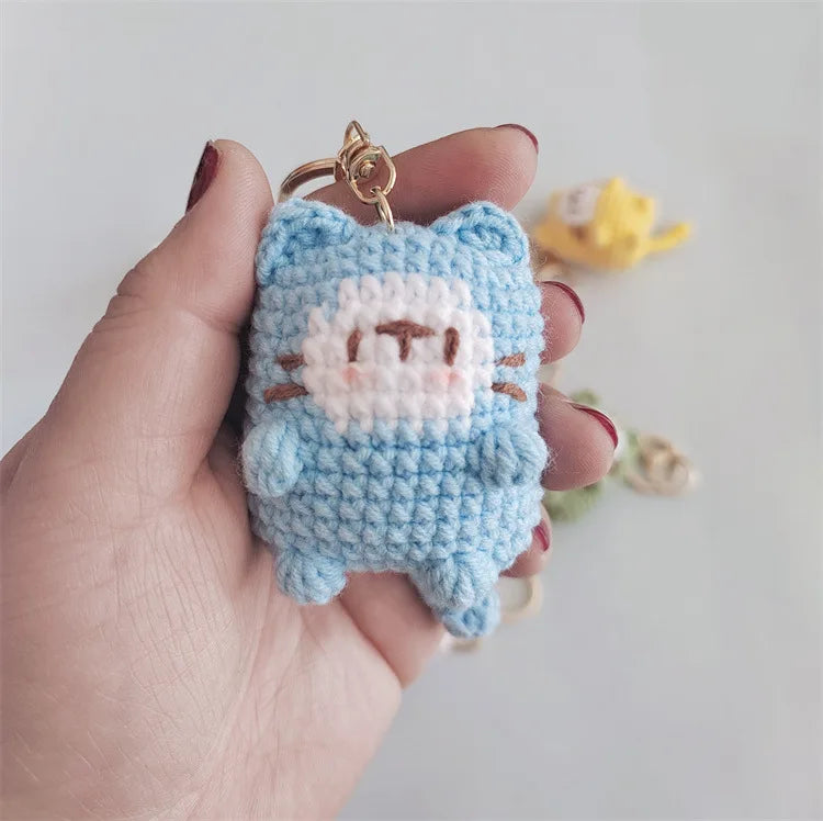 Handmade Kitten Crochet Keychain For Backpack Cute Cat Doll Pendant 🧶🐾