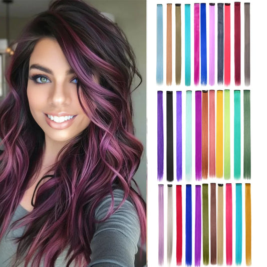 Girls 10 Piece Clip In Hair Extensions 22 Inch Ombre Straight Synthetic 💖✨