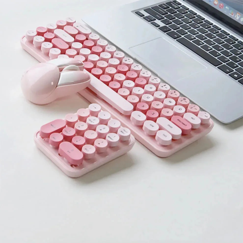 Cute & Colorful 3-in-1 Wireless Keyboard & Mouse Set 🎀✨ | Retro Kawaii Design for Desktop & Laptop 💖🖥️