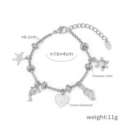 Kawaii 316L Stainless Steel Heart Charm Bracelet 💖✨ - 18k Gold-Plated with Sparkling Zircon Pendants! 🌟💕