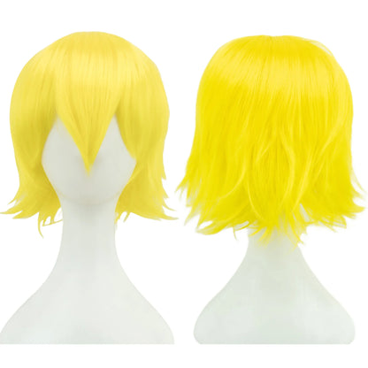 Synthetic Unisex 12 Inches Short Cosplay Bob Wig With Bangs Pink Blonde Orange Halloween Lolita Look 🎀✨