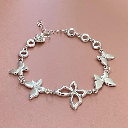 Kawaii 925 Sterling Silver Butterfly Bracelet 🦋✨ | Adorable Women's Engagement Jewelry Gift