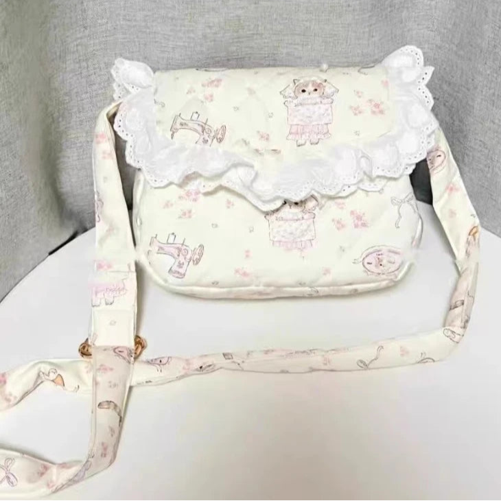 Cute Cat & Flower Delight 🌸🐱 Charming Crossbody Bag for Trendy Ladies! ✨