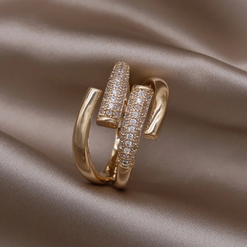 Kawaii Love Crystal Ring 💖✨ - 14K Gold Plated Heart Design for Elegant Daily Wear! 🌟💍