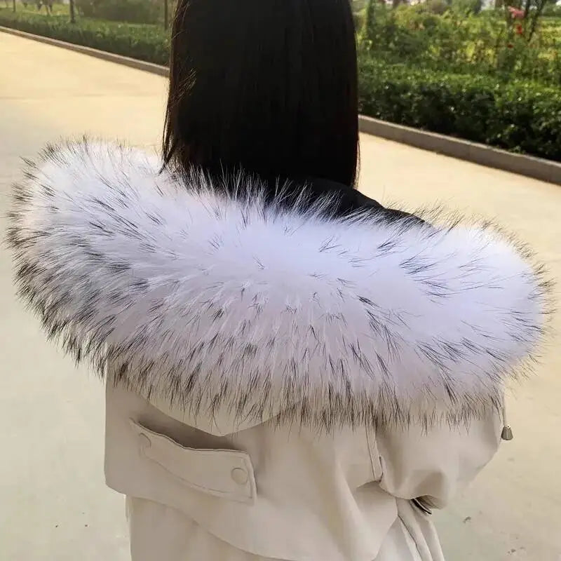 Lux Raccoon Fur Collar Scarf For Women 🧣 Warm Winter Essential
