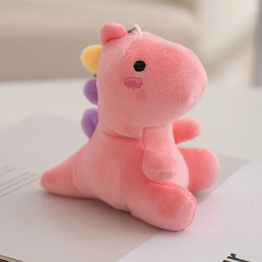 Pastel 12cm Dino Plush Keychain Pendant 🦕 Cute Portable Stuffed Doll Backpack 🎒