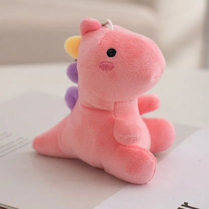 Pastel 12cm Dino Plush Keychain Pendant 🦕 Cute Portable Stuffed Doll Backpack 🎒