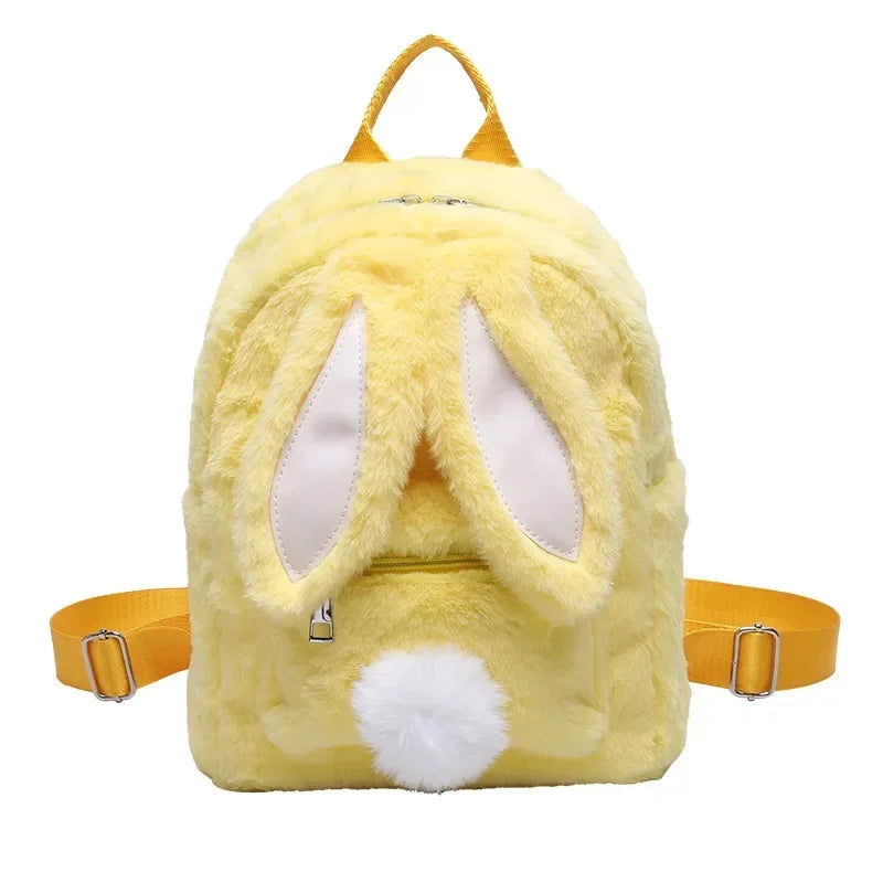 Plush Rabbit Ears Backpack Bag for Women Girl 2024 Funny Large Capacity Autumn Winter Travel Backpack School Bag
