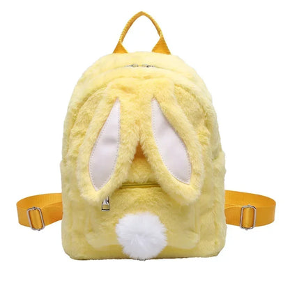 Plush Rabbit Ears Backpack Bag for Women Girl 2024 Funny Large Capacity Autumn Winter Travel Backpack School Bag