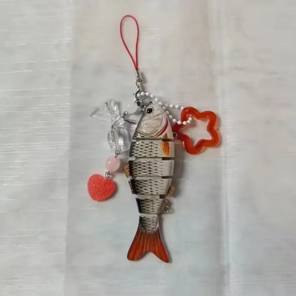 Playful Plastic Fish Keychain 🐟 Multi Jointed Backpack Charm Gift