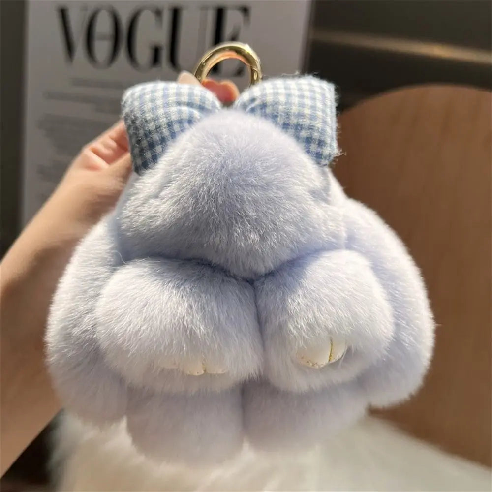 Plush Bunny Keychain Cute Bowknot Fur Rabbit Toy Charm 🐰✨