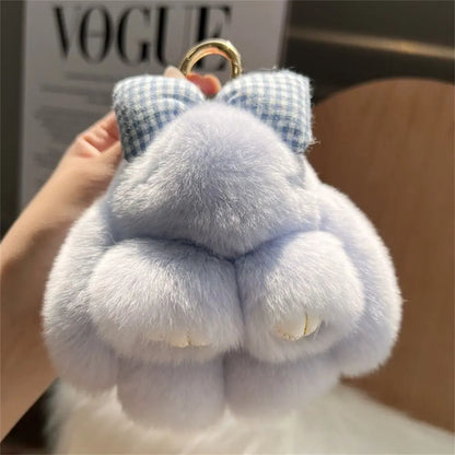 Plush Bunny Keychain Cute Bowknot Fur Rabbit Toy Charm 🐰✨