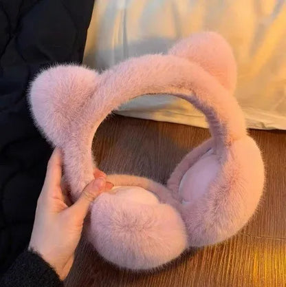 Plush Cat Ear Earmuffs For Winter Warmth Foldable Ear Covers 🐱❄️
