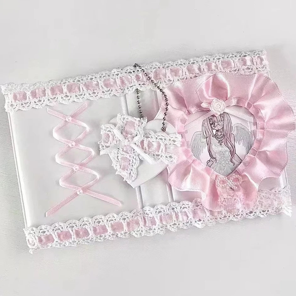 Pastel Kpop Photocard Binder With Ribbon Holder Keychain 🎀 Cute School Supplies