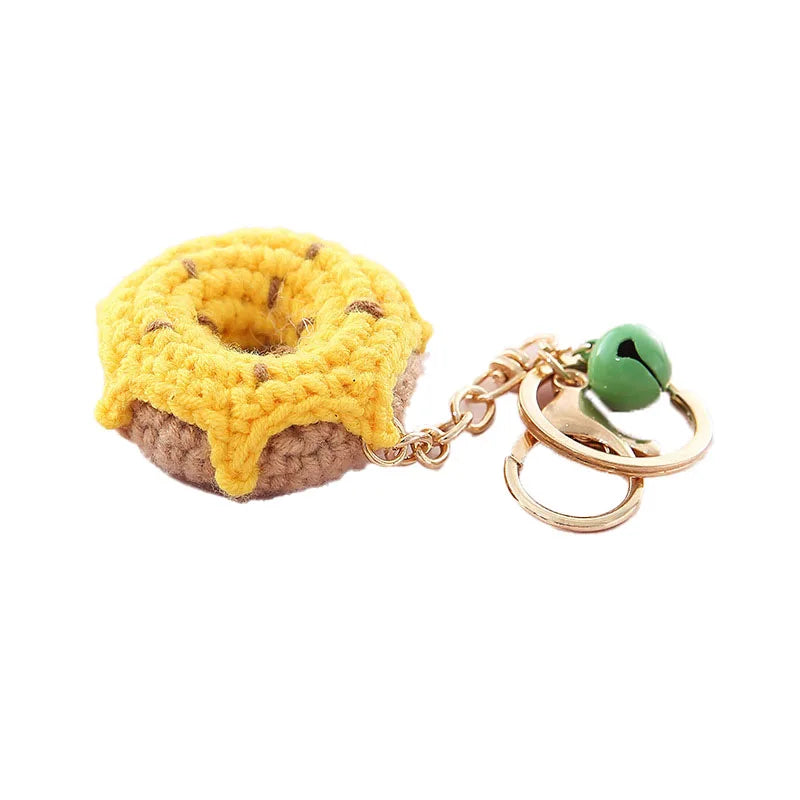 Crochet Donut Keychain Plush Bag Charm Cute Key Ring For Keys 🍩🧶