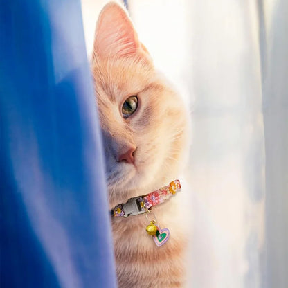 🌈 Whimsical Rainbow Cat Collars with Jingle Bells 🐱✨ | Adjustable Neckwear for Tiny Furballs 🐾