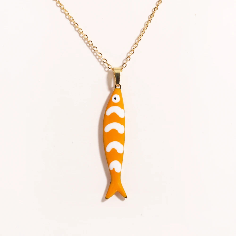 Cute Colorful Enamel Fish Pendant Necklace For Women Waterproof Gold Tone 🐟💖🌊