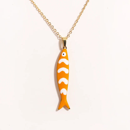 Cute Colorful Enamel Fish Pendant Necklace For Women Waterproof Gold Tone 🐟💖🌊