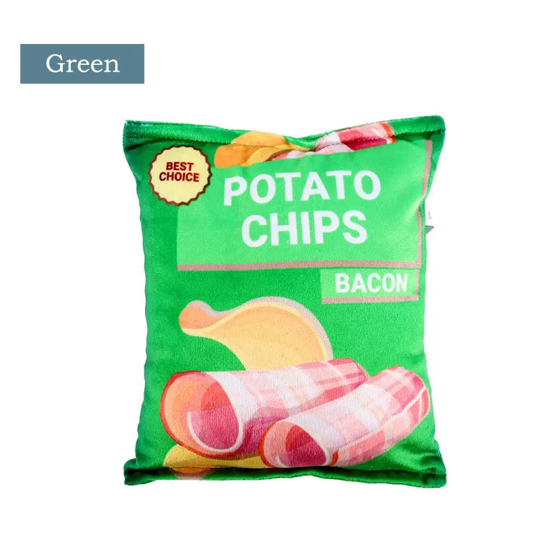 Kawaii Crunchy Dog Crisps Plush Squeaky Chew Toy 🐶✨ | Bite-Resistant Fun for Small & Medium Pets! 🍟💖