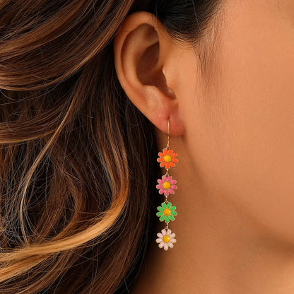 Kawaii Daisy Delight Drop Earrings 🌼✨ | Colorful Sunflower Bling for Trendy Girls 🎉💖