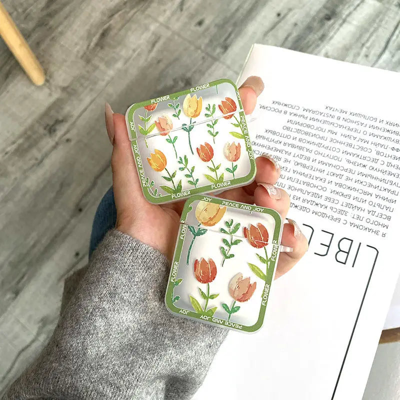 🌸 Cute Floral Silicone Case for AirPods 🌼 Stylish Earphone Cover with Keyring for Girls 🎀 - Pixie Quill