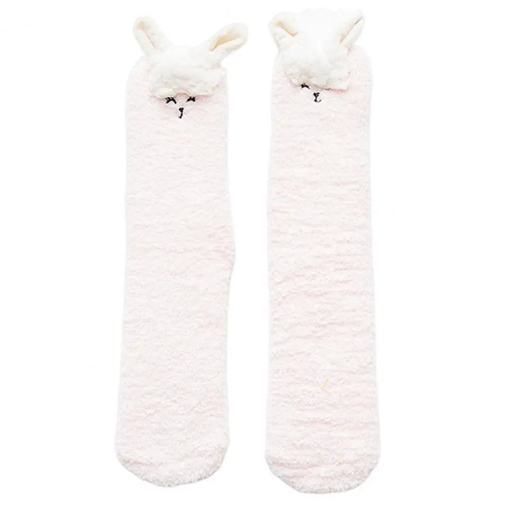 Kawaii Cozy Critter Socks 🐾🧦 | Fuzzy Fluffy Coral Fleece for Adults | Cute Cat, Rabbit, Alpaca & Giraffe Designs for Winter Warmth ❄️✨