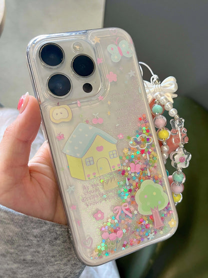 ✨ Sparkly Quicksand Glitter Family Bow Phone Case for iPhone 11-16 Pro Max 📱💖