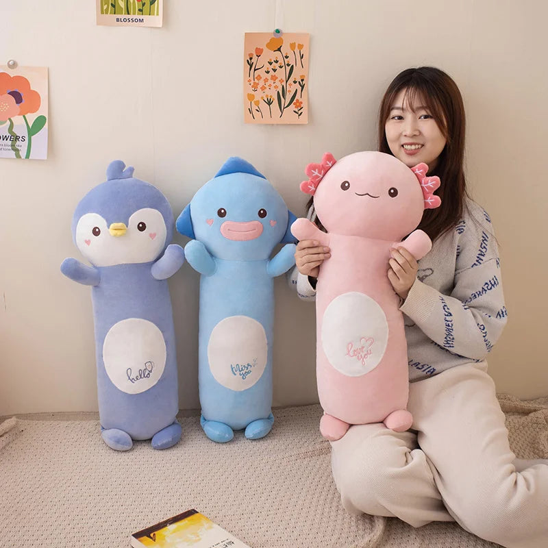 Kawaii Axolotl Plush Pillow 🐾 | Adorable Cartoon Cushion 🎀 | Perfect Gift for Birthdays & Xmas 🎉