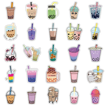 Kawaii Pearl Drink Stickers 🌟 | 10/30/50PCS Waterproof PVC Aesthetic for Kids 🎨 | Cute Scrapbooking & Laptop Decor 📒✨