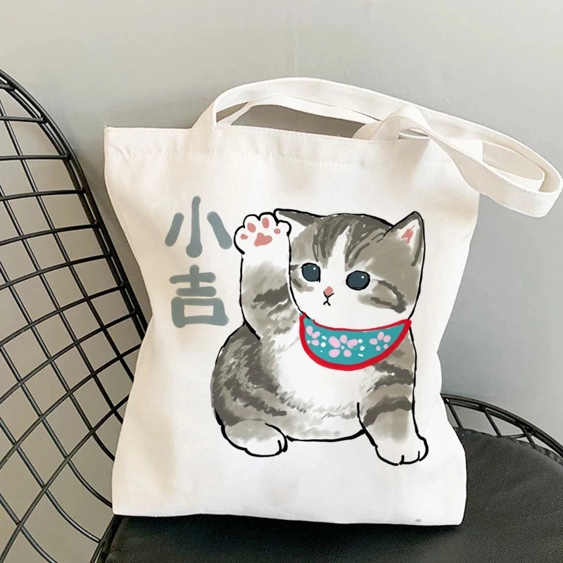 ✨ Cute Cat Manga Tote Bag 🐾 Fun Canvas Shopper for All Your Adventures! 👜 - Pixie Quill