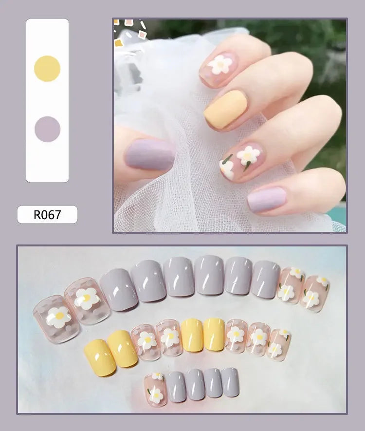 ✨ 24P Kawaii Rainbow Ballerina Press-On Nails 💅 - Adorable Full Cover Artificial Fake Nails for Creative Nail Art! 🌈