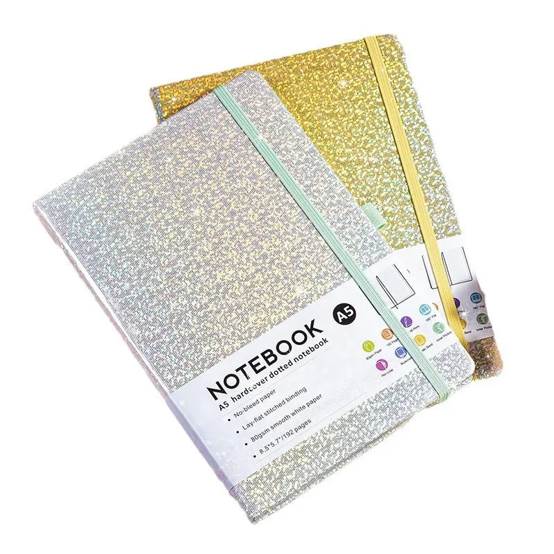 Kawaii Starry Sky A5 Notebook 🌌✨ | Cute PU Leather Cover with Elastic Tape & Pen Insert for Office Magic! 📒✍️