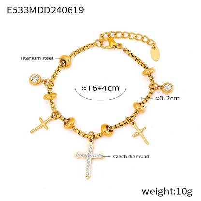 Kawaii Moon & Heart Stainless Steel Charm Bracelet 🌙💖 | Cute Luxury Jewelry Gift for Women 🎁✨