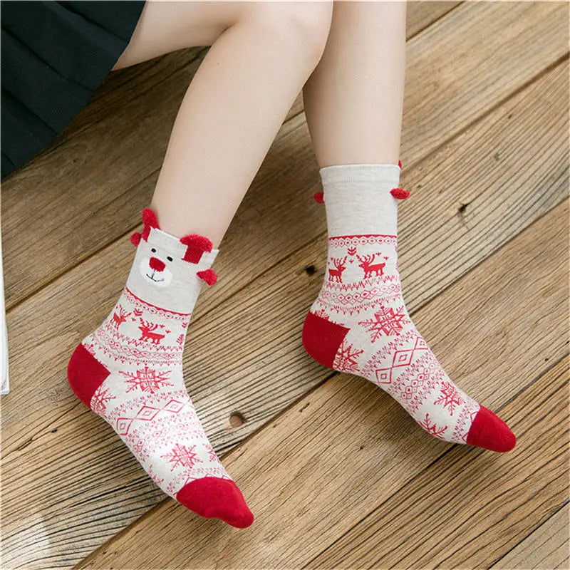 Cozy Winter Cartoon Socks For Women Cute Christmas Elk Deer Bear Gift 🧦🎄
