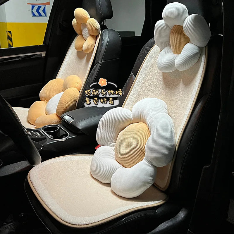 Kawaii Sunflower Car Neck Pillow 🌼 | Adorable Cartoon Headrest for Girls 🚗💕 | Creative Cute Interior Accessory