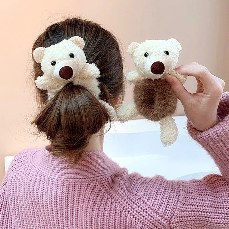 🐾 Adorable Plush Ponytail Headband - Cute Cartoon Animal Hair Ties for Kids! 🌟