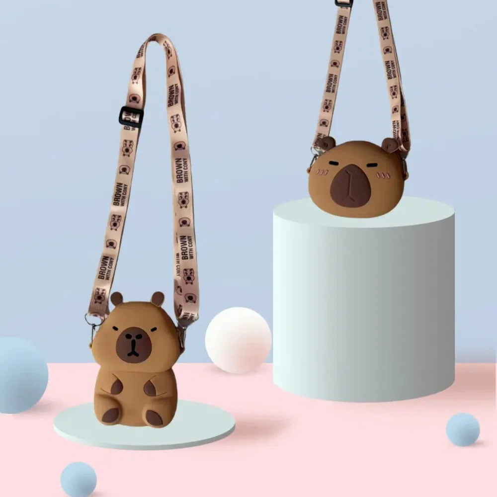 Kawaii Capybara Silica Gel Crossbody Bag 🐾✨ - Adorable Waterproof Purse with Adjustable Straps!