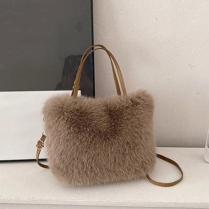 Kawaii Plush Faux Fur Bucket Tote 🐾✨ | Soft Winter Women's Handbag 👜🌸 | Adorable Crossbody Shoulder Bag for Cozy Style!